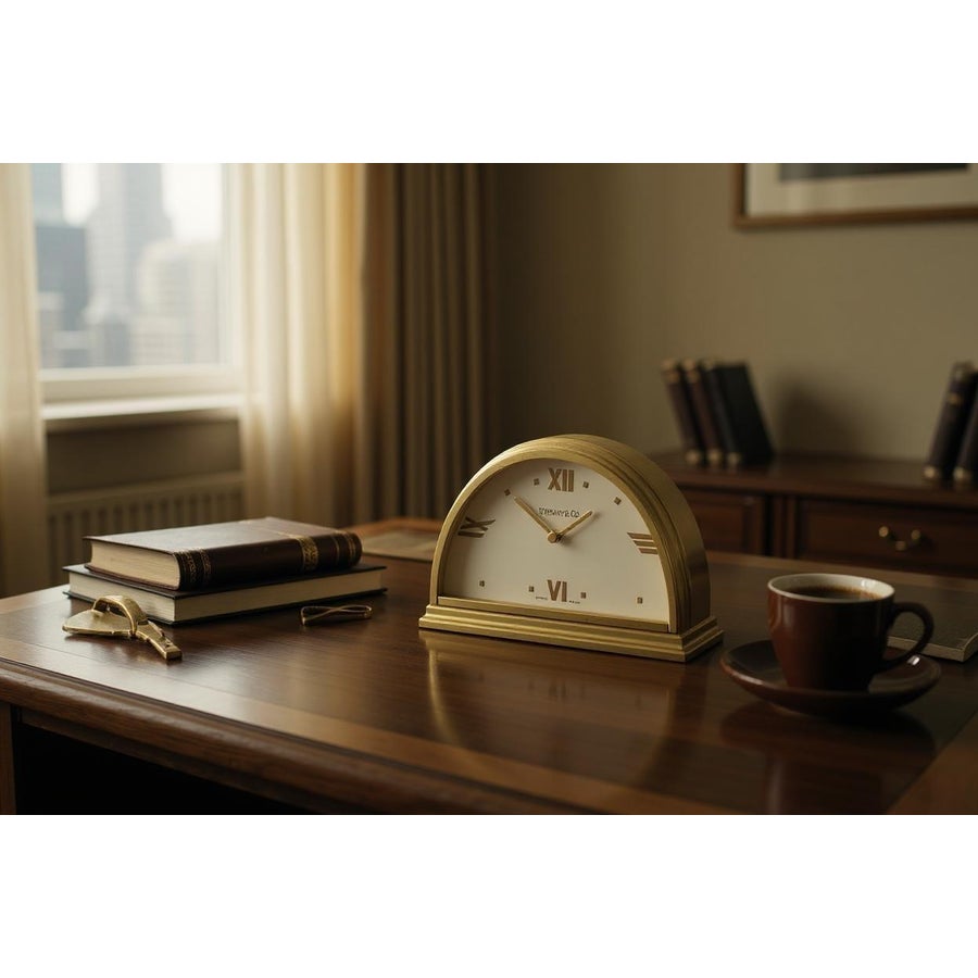 1990s Tiffany and Co. Swiss Brass Golden Half-Moon Modern