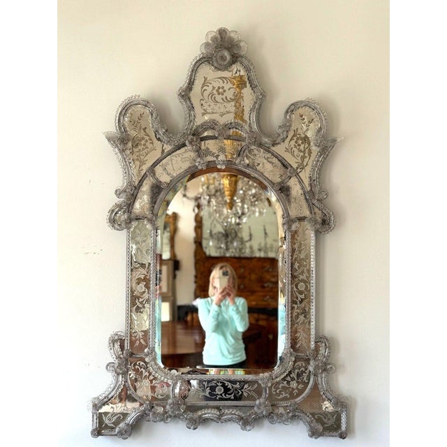An exceptional 19th century Venetian parclose mirror, exquisitely hand-crafted with the artistry and refinement synonymous...
