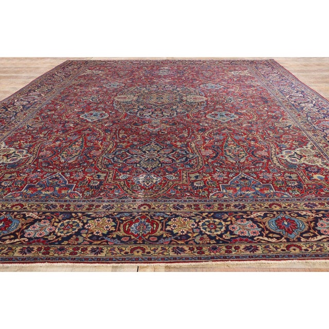 Red Antique Persian Tabriz Rug - 10'08 X 13'10 For Sale - Image 8 of 9