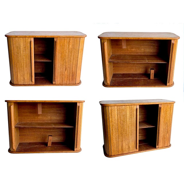 1970s Teak Wood Wall Mounted Tambour Door Cabinet For Sale In Miami - Image 6 of 8