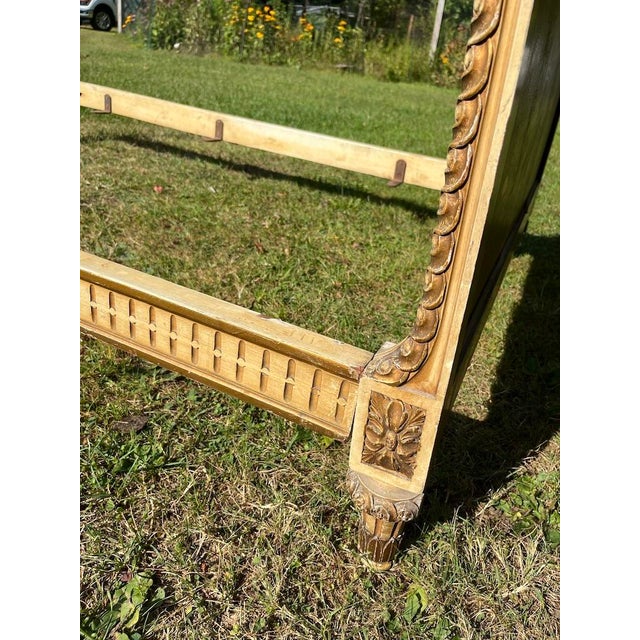 Antique French Carved Wood and Upholstered Headboard and Bed Frame For Sale - Image 17 of 18
