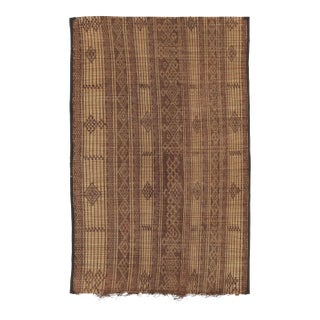 Vintage Tuareg Mat, Camel Beige-Brown With Tribal Geometric Motifs - Rug & Kilim For Sale