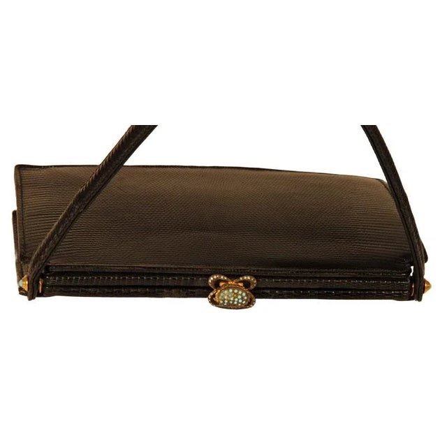 Black Vintage Koret Black Evening Lizard Purse For Sale - Image 8 of 12