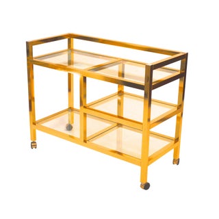Mid-Century Brass Bar Cart For Sale