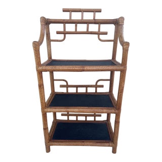 Vintage Faux Tortoise Bamboo/Rattan Hanging Wall Shelf/Etagere For Sale