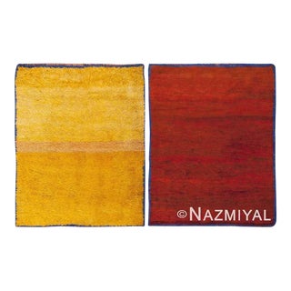 Nazmiyal Collection Vintage Solid Abstract Double Sided Moroccan Reversible Rug For Sale
