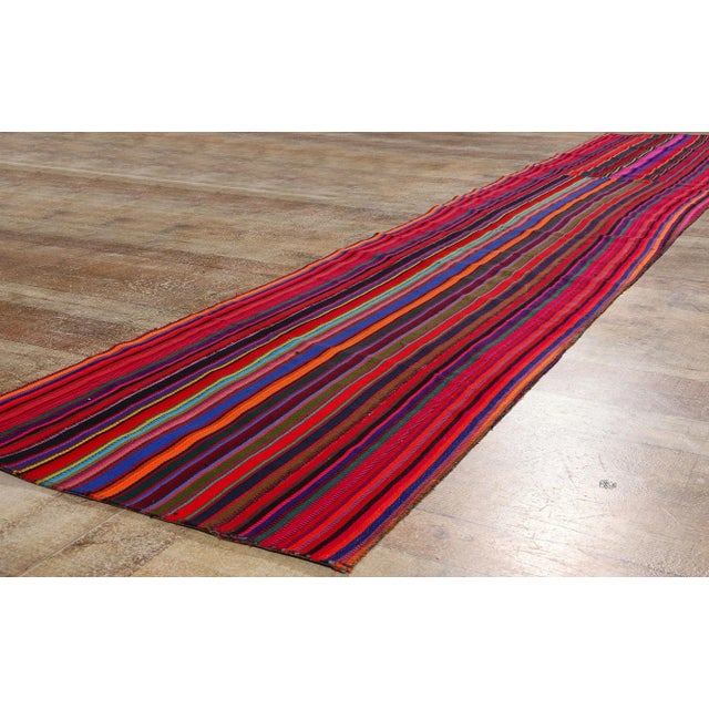Textile Vintage Turkish Striped Kilim Rug - 02'04 X 12'07 For Sale - Image 7 of 9