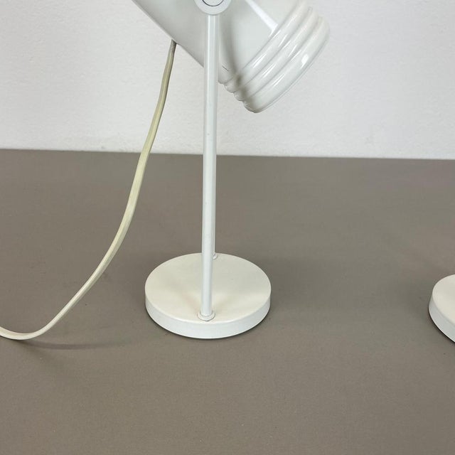 Glass White Metal Table Lights attributed to Rolf Krüger for Heinz Neuhaus Leuchten, 1970s, Set of 2 For Sale - Image 7 of 18
