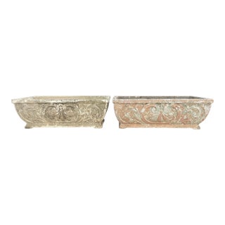 Pair of Vintage New Orleans Garden District Cast Stone Rectangular Planters For Sale