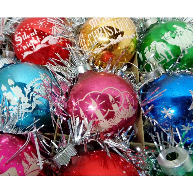 1960's Rare Vintage Shiny Brite Multi Color Stencil Christmas Tree