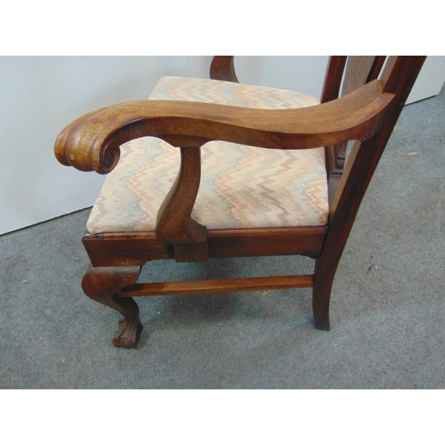 Chippendale Style Tall Mahogany Claw & Ball Arm Chair For Sale - Image 9 of 10