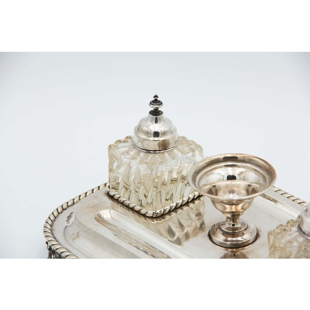 Silver Inkwell with Raised Twists on the Edge For Sale - Image 3 of 7