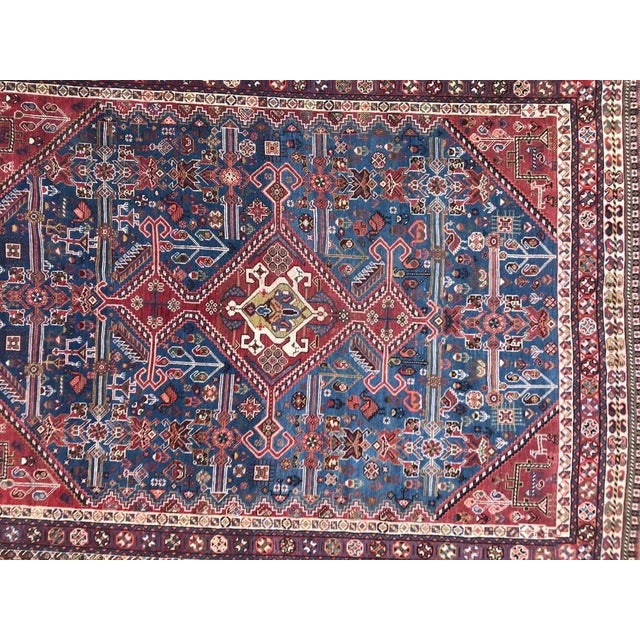 Beautiful late 19th century rug with nice geometric design and natural colors with sky blue, red, yellow and green colors,...