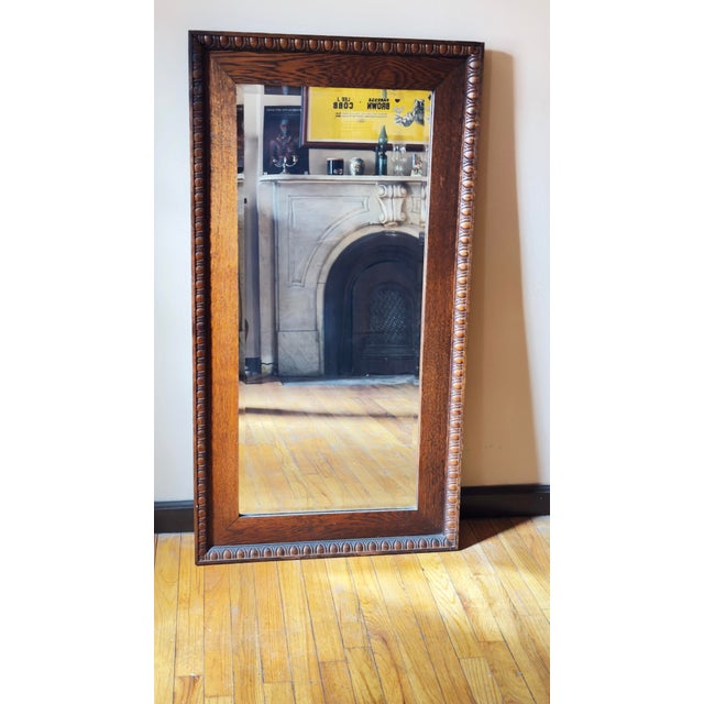 Antique Full-Length Eastlake Mirror, Quarter-Sawn Oak, C. 1880–1910 For Sale - Image 4 of 9