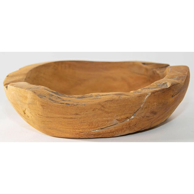 Brown Vintage Organic Wood Root Bowl Natural Free Form Live Edge Sculptural Teak Bowl For Sale - Image 8 of 13