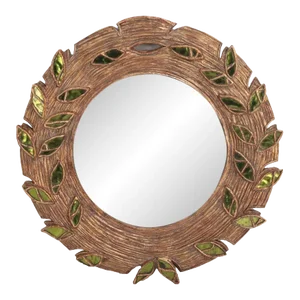 A Green Glass and Resin Convex Mirror in the Manner of Line Vautrin. Contemporary.