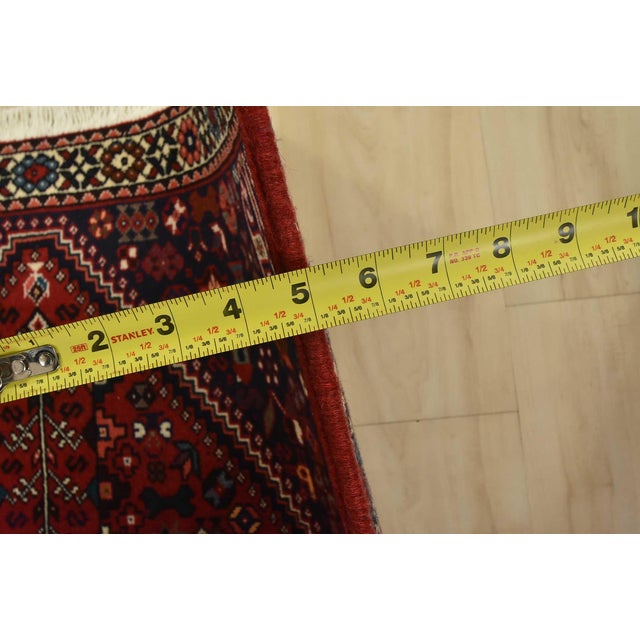 Abadeh Rug 3’5” X 4’11” Red Wool Vintage Tribal Hand-Knotted Carpet For Sale - Image 10 of 12
