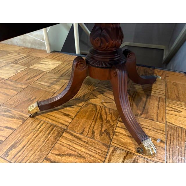 Elegant Mahogany and Brass Drop-Leaf Expandable Sofa Table With Drop Down Sides For Sale - Image 4 of 9
