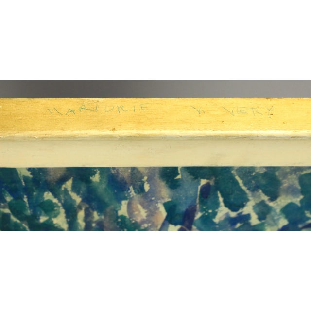 Mid 20th Century Vintage Marjorie Very American Watercolor Pointillist Painting of a Wooded New England Landscape For Sale - Image 5 of 7