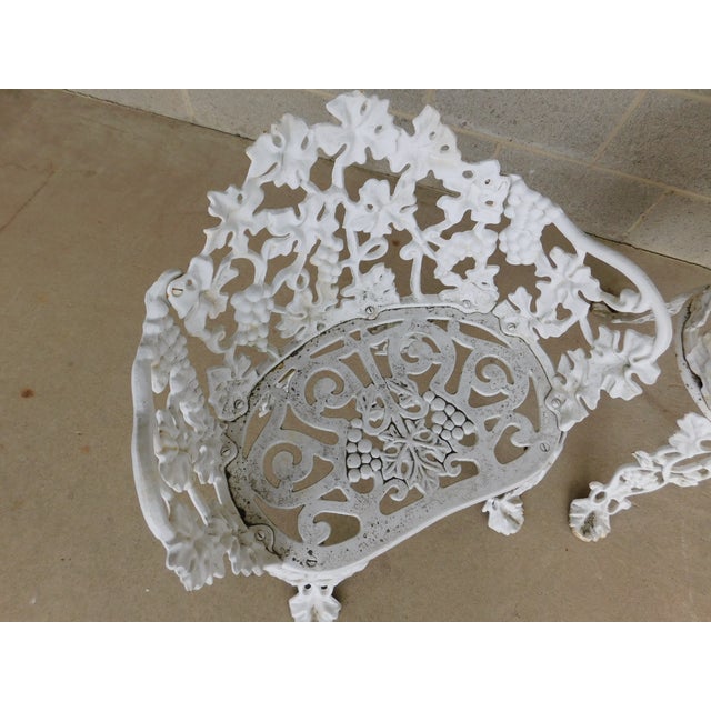 Vintage Grape Vine Pattern Cast Iron 3 Pc Garden Chair Set For Sale - Image 14 of 18