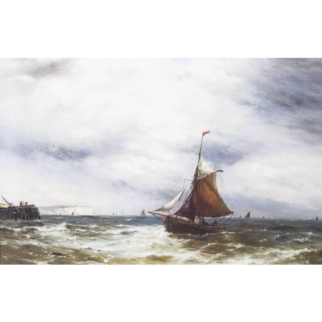 Gustave De Bréanski, Seascape Paintings, 19th-Century, Oil on Canvas, Framed, Set of 2 For Sale - Image 3 of 16