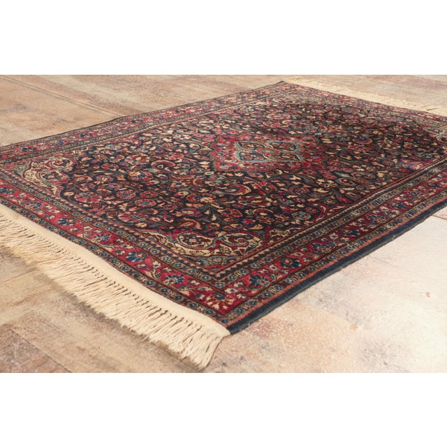 Navy Blue Antique Persian Sarouk Rug, 03'05 X 04'11 For Sale - Image 8 of 10