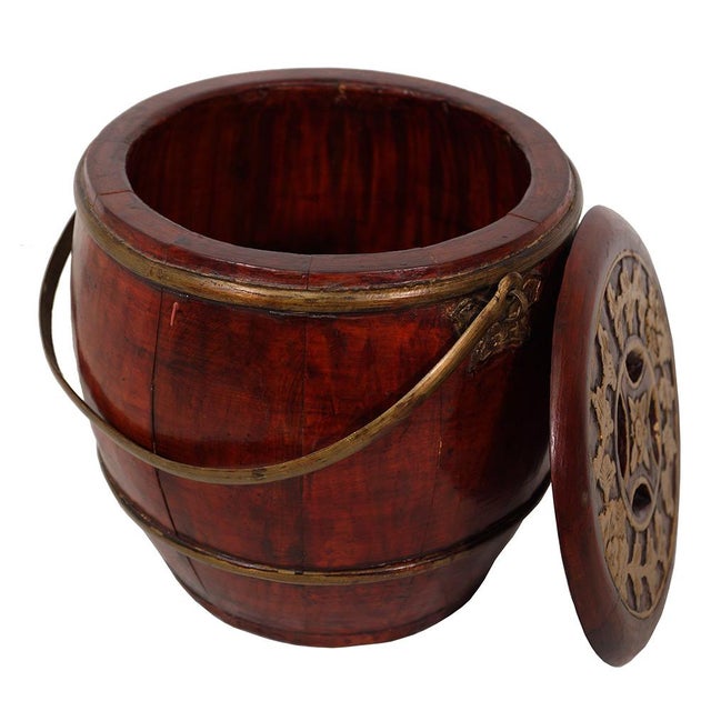 Chinese Antique Wooden Carved Rice Grain Bucket Chairish