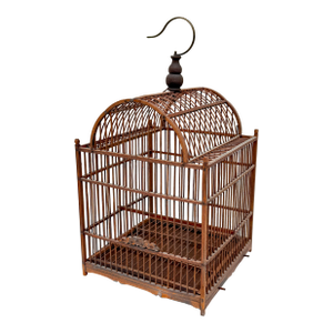Vintage Mid Century Asian Bamboo Bird Cage