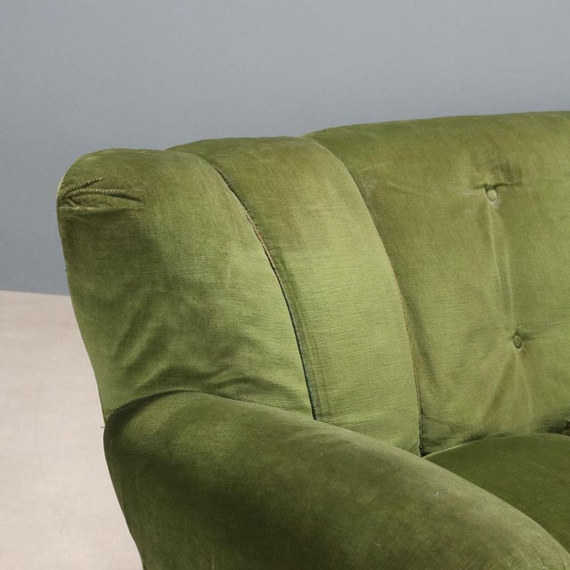 Vintage Green Velvet Sofa, 1950s For Sale - Image 4 of 12