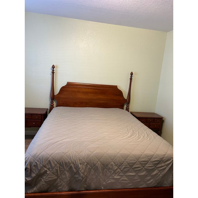 Mid-Century Modern Vintage Regency Collection Cal King Bes Frame Attribtued Ethan Allen For Sale - Image 3 of 4