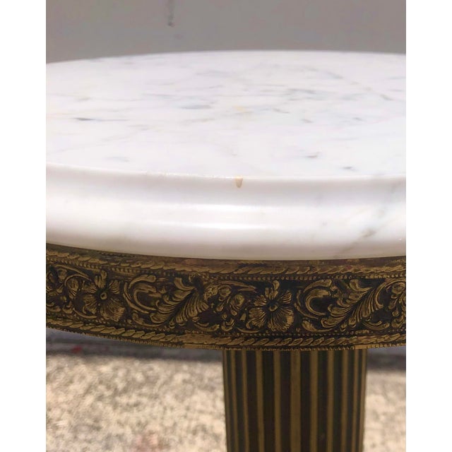 Metal Vintage Mid Century Italian Round Marble Side/End Accent Table For Sale - Image 7 of 12