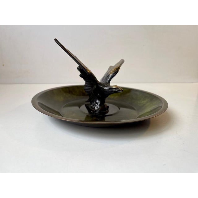 Art Deco Bronze Dish with Eagle Sculpture, 1930s For Sale - Image 3 of 7