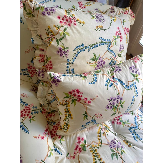 Custom French Brunschwig & Fils Down Filled Floral Botanical Colorful Chintz Chaise For Sale - Image 9 of 14