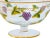 Midcentury glass bowl with rimmed base and top. Featuring an ornate gold and stained glass inlay with intricate grape...
