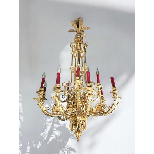 19th-Century French Gilded Bronze Chandelier 16 Lights, 1860s For Sale - Image 4 of 18