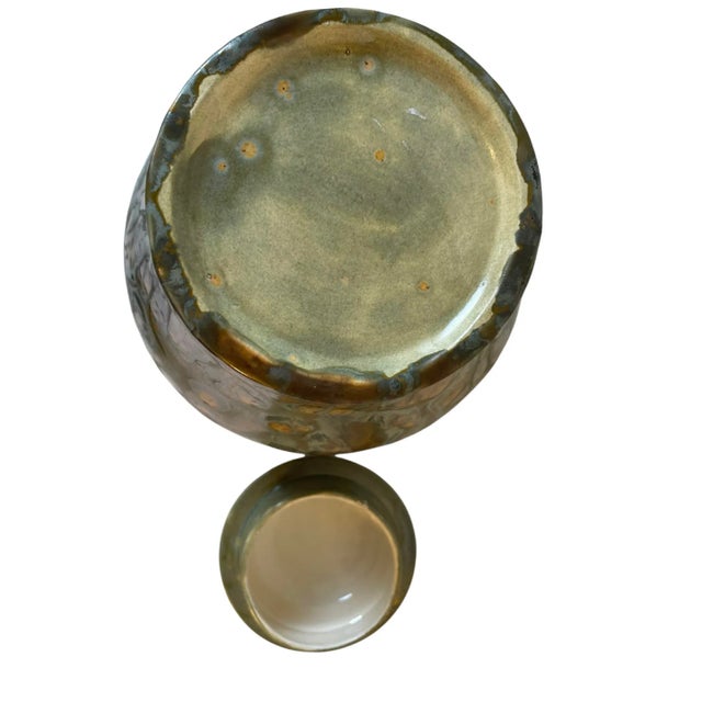 Mid 20th Century Mid-Century Artisan Signed Ceramic Drip Glaze Urn Vase For Sale - Image 5 of 13