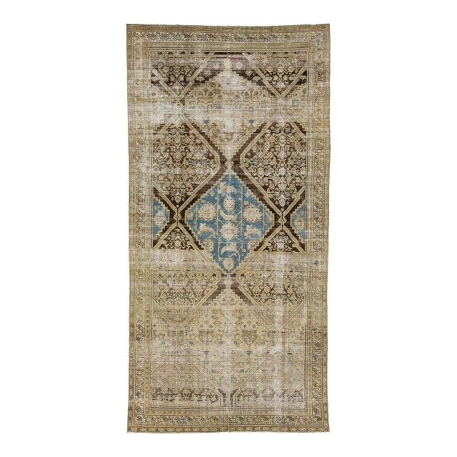 Beige Antique Persian Malayer Wool Rug Tribal Motif From the 1900s For Sale