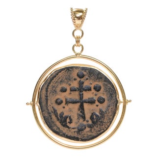 Byzantine [Coin] Pendant W/ 18k Gold Trim For Sale