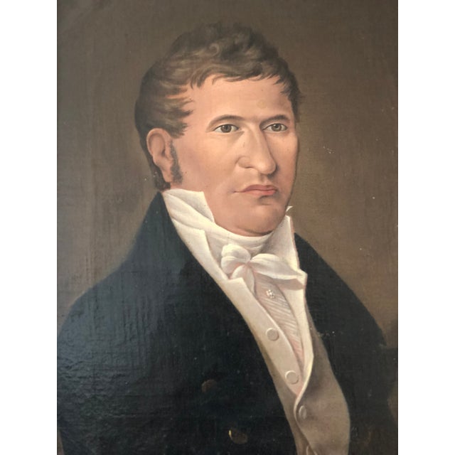 An original antique oil painting of a formally dressed German gentleman, from around 1850. This 19th century portrait...