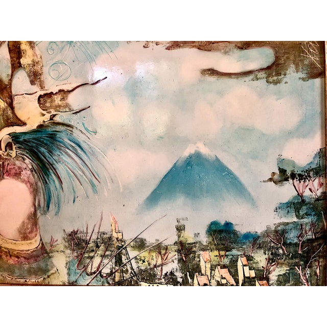 Wood Balinese Spiritual Figures in a Surreal Painting by Indonesian Artist Kartika For Sale - Image 7 of 9