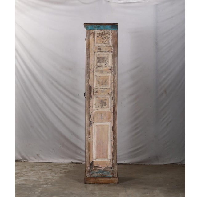 Indian Armoire Constructed From an Antique Indian Painted Teakwood Door and Elements For Sale - Image 3 of 7