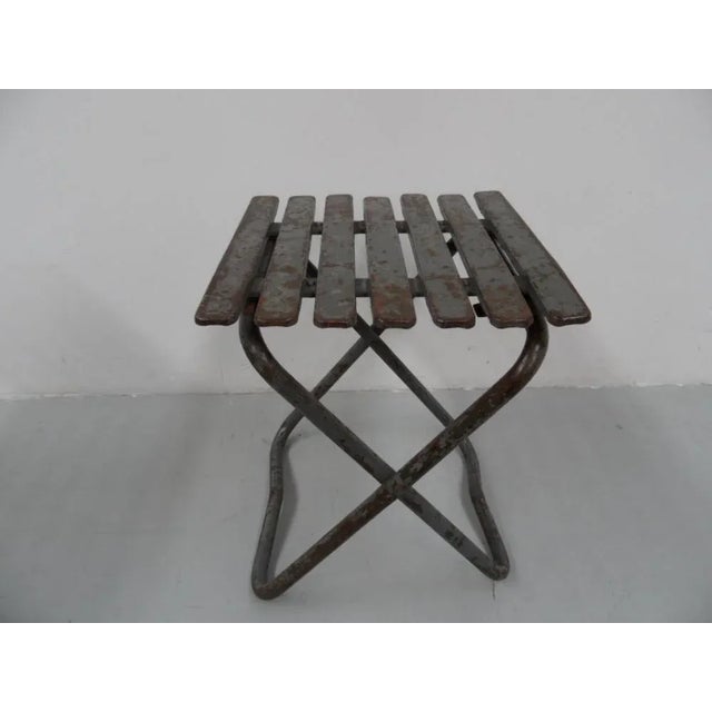 Industrial Industrial Metal Side Tables, 1940s, Set of 2 For Sale - Image 3 of 10
