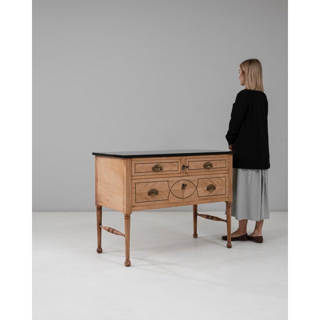 19th Century French Neoclassical Wooden Chest Of Drawers With Marble Top For Sale In Greensboro - Image 6 of 18