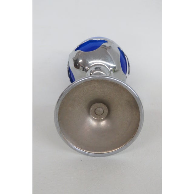 Mid 20th Century Farber Bros Art Deco Liquor Cocktail Glass 1920s Cobalt Blue and Chrome For Sale - Image 10 of 12