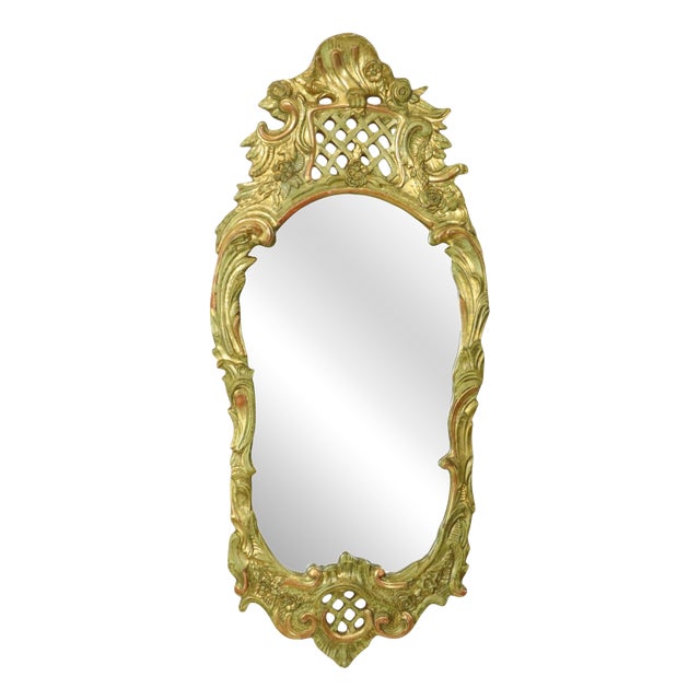 Large Swedish Rococo Style Gold Leaf-Gilded Mirror For Sale