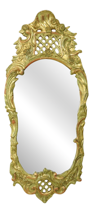 Large Swedish Rococo Style Gold Leaf-Gilded Mirror