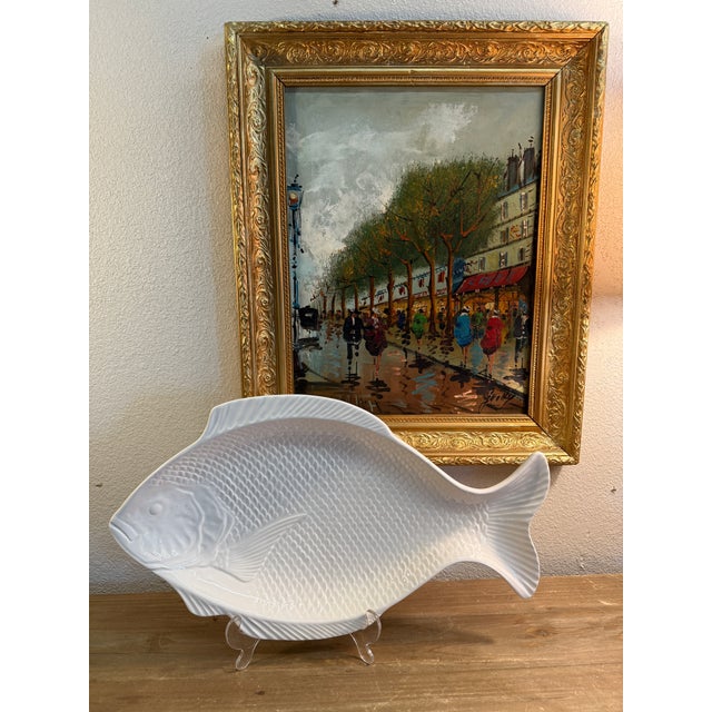 Vintage Large 18” White Ceramic Fish Platter For Sale - Image 4 of 6
