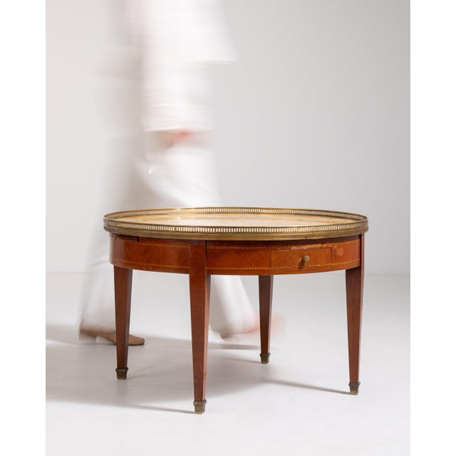 Louis XVI Bouillotte Coffee Table with Marble Top and Brass Accents, Neoclassical Style, France, Early 20th Century For Sale - Image 15 of 17