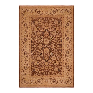 Oriental Ziegler Ocie Brown Tan Hand-Knotted Wool Rug - 6'2'' X 9'1'' For Sale