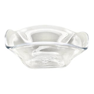 Vintage Simon Pearce Handblown Crystal "Woodbury" Square Bowl For Sale